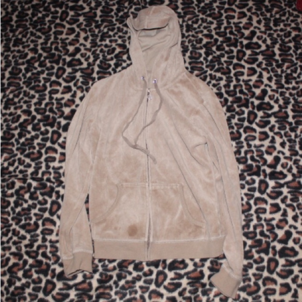 Vintage Early 2000s Ny&C Tan Velour Tracksuit Hoodie Gem